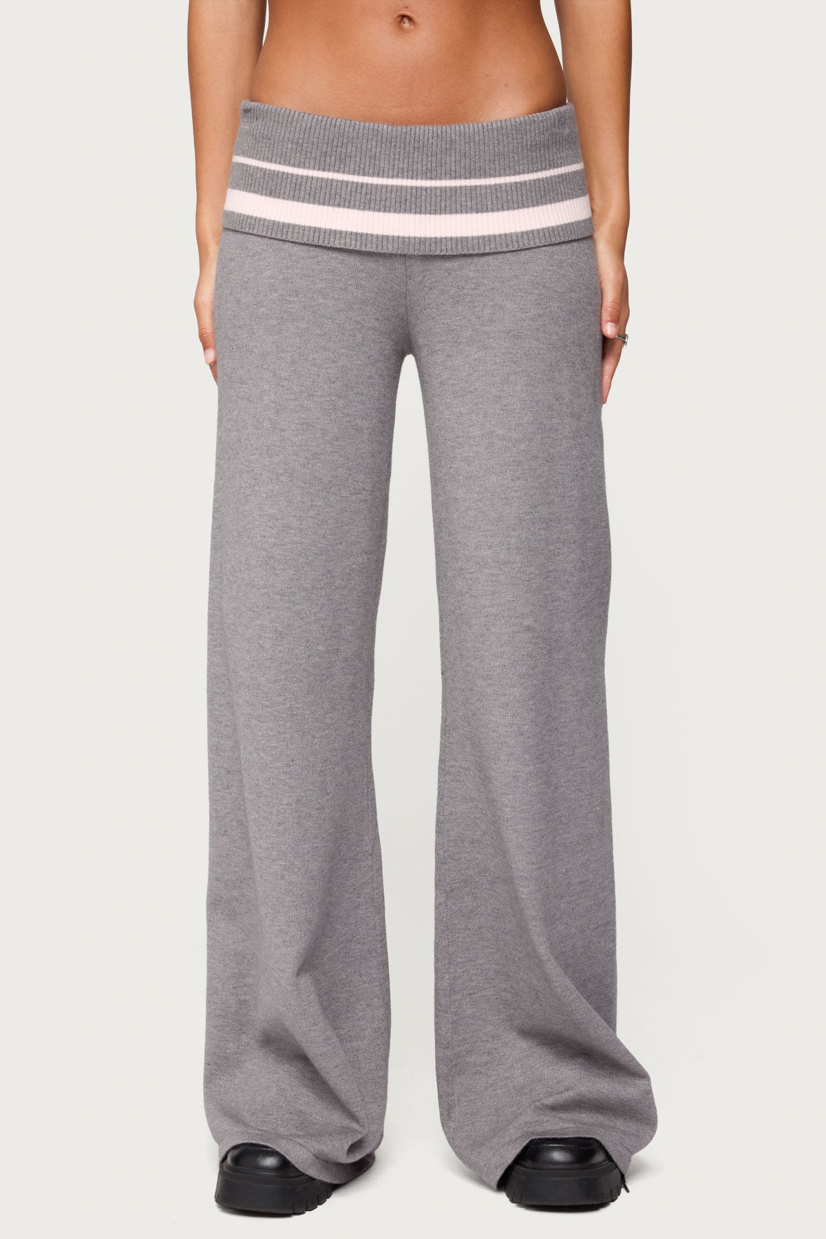 Kaliya Stripey Foldover Knit Pants – edikted