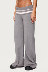 Kaliya Stripey Fold Over Knit Pants