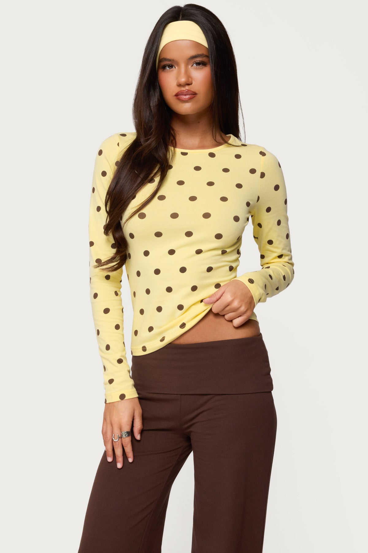 ロンT ドット POLKADOTSLIMLONG SLEEVETOP Maricelle Polka Dot Long Sleeve T Shirt – edikted