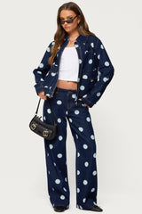 Leyah Polka Dot Low Rise Baggy Jeans