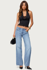 Layered Lacey Cowl Neck Halter Top