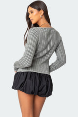 Bowtie Split Front Knit Top