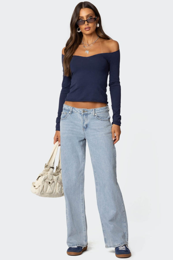 Nattie Off Shoulder V Neck Top