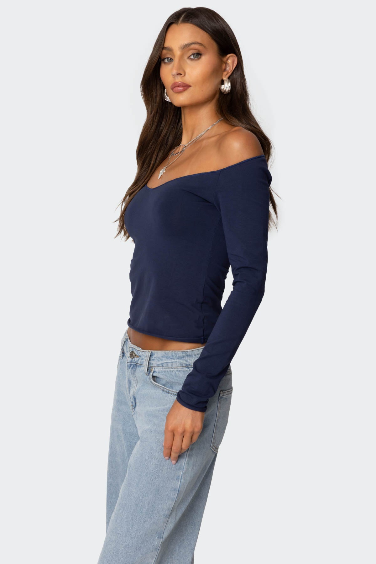 Nattie Off Shoulder V Neck Top