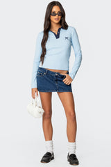 Contrast Bow Polo Top