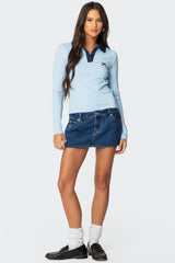 Contrast Bow Polo Top