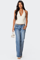 Boot Cut Washed Low Rise Jeans