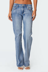 Boot Cut Washed Low Rise Jeans