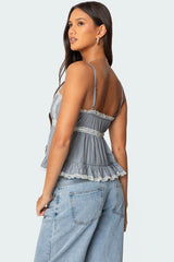 Lace Trim Babydoll Tank Top