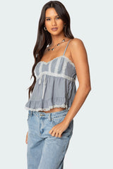 Lace Trim Babydoll Tank Top