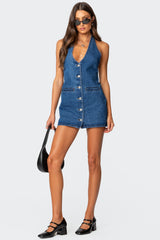 Destinee Denim Halter Mini Dress