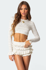 Delana Embroidered Knit Crop Top