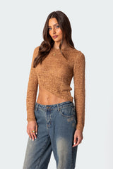 Sheer Loose Knit Asymmetric Top