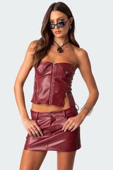 Sam Faux Leather Zip Corset