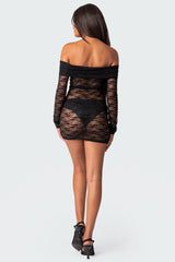 Halle Sheer Lace Mini Dress