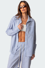 Oversized Pinstripe Button Up Shirt