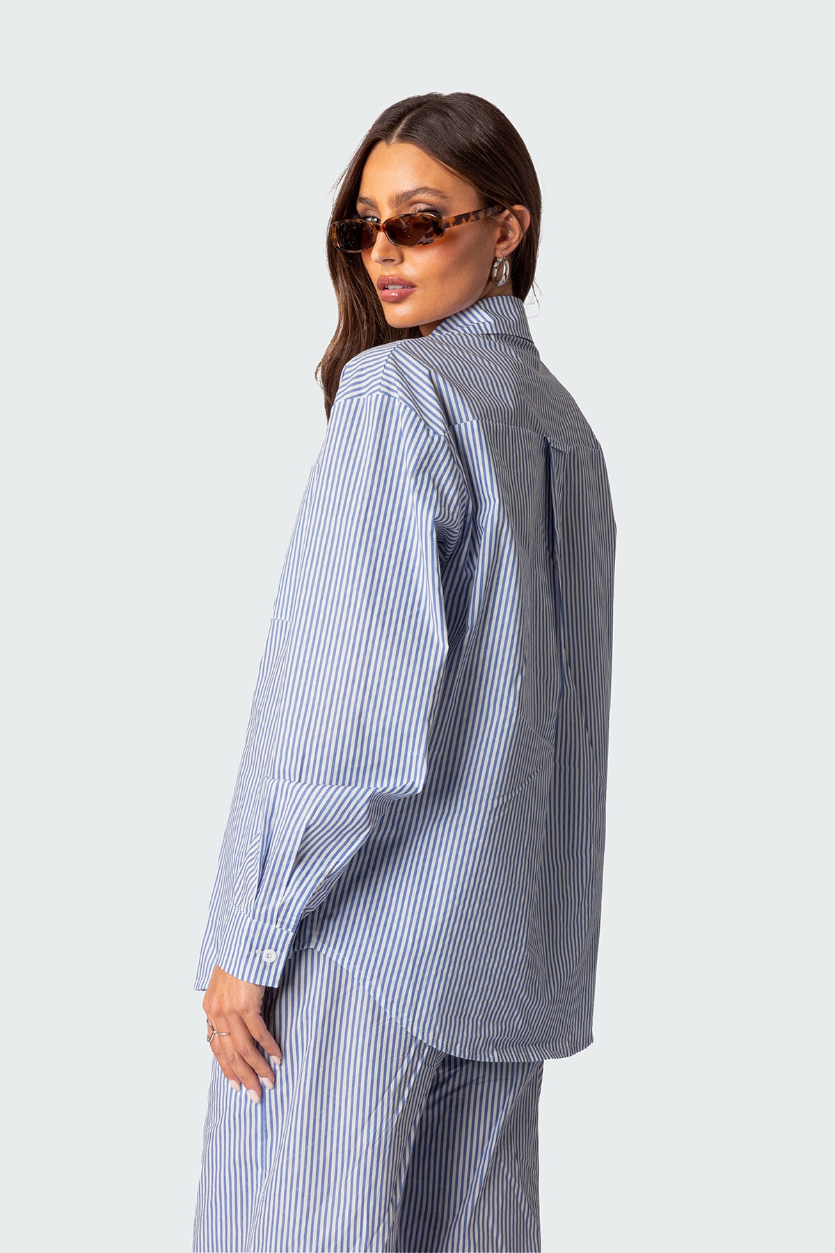 Oversized Pinstripe Button Up Shirt