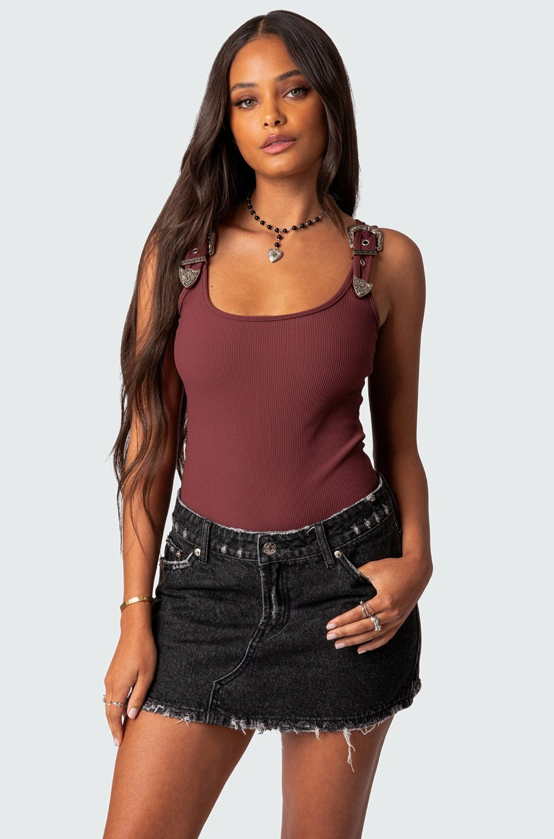 Laney Ribbed Buckle Strap Bodysuit