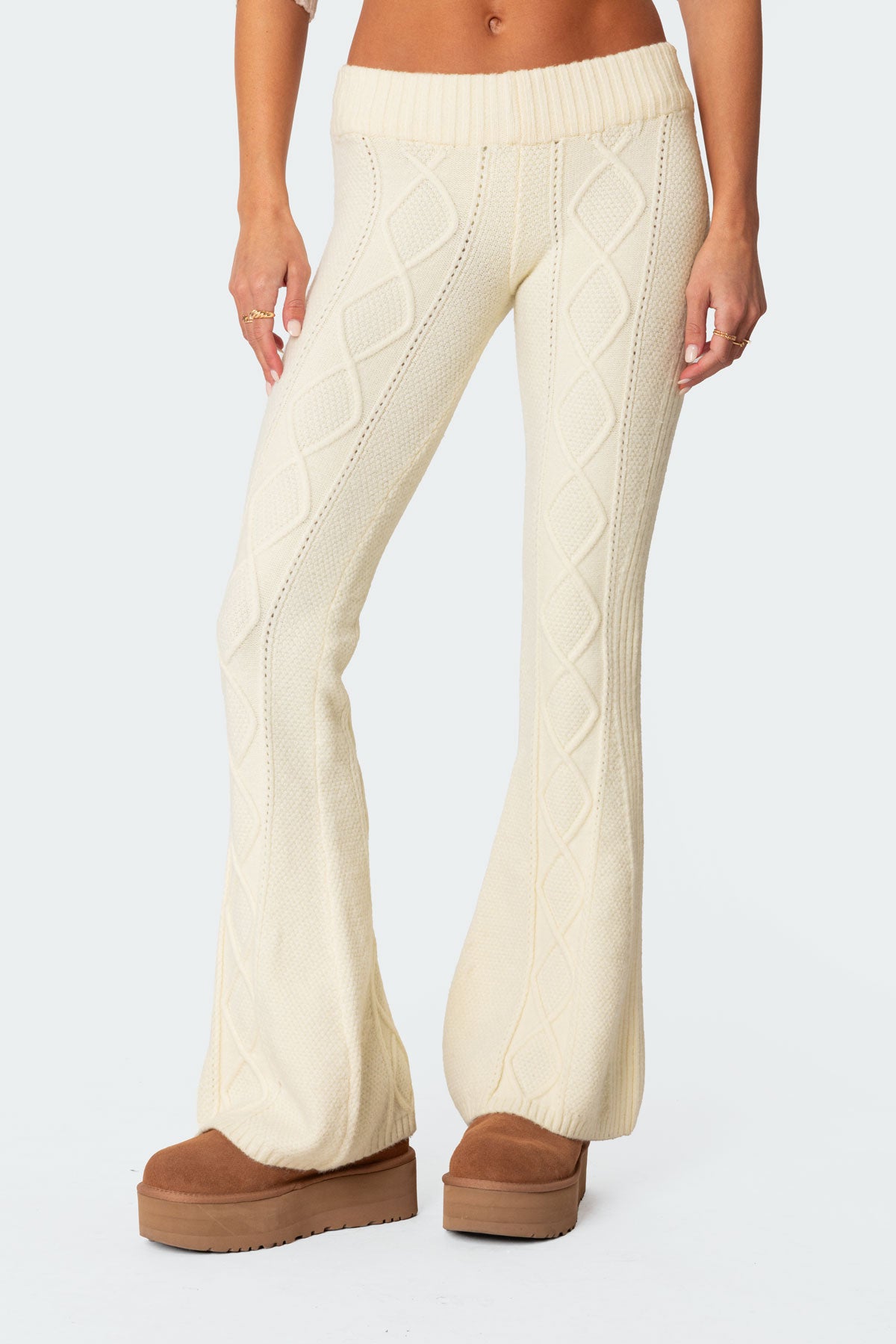 Ray Cable Knit Flared Pants