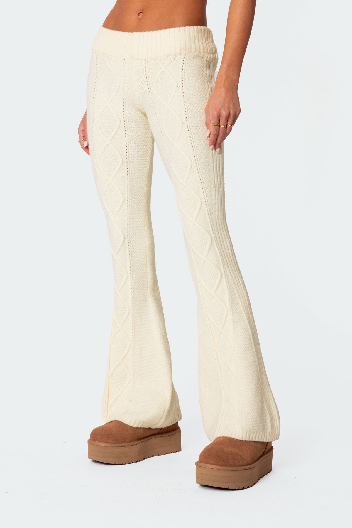 Ray Cable Knit Flared Pants