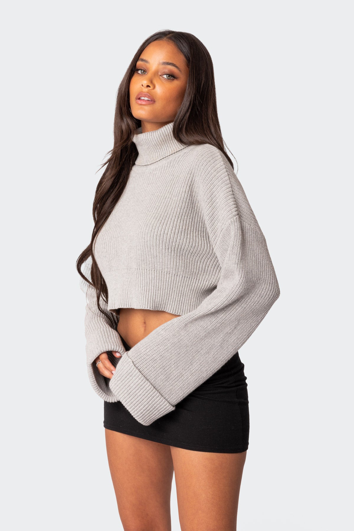 Oversized Turtle Neck Cropped Sweater