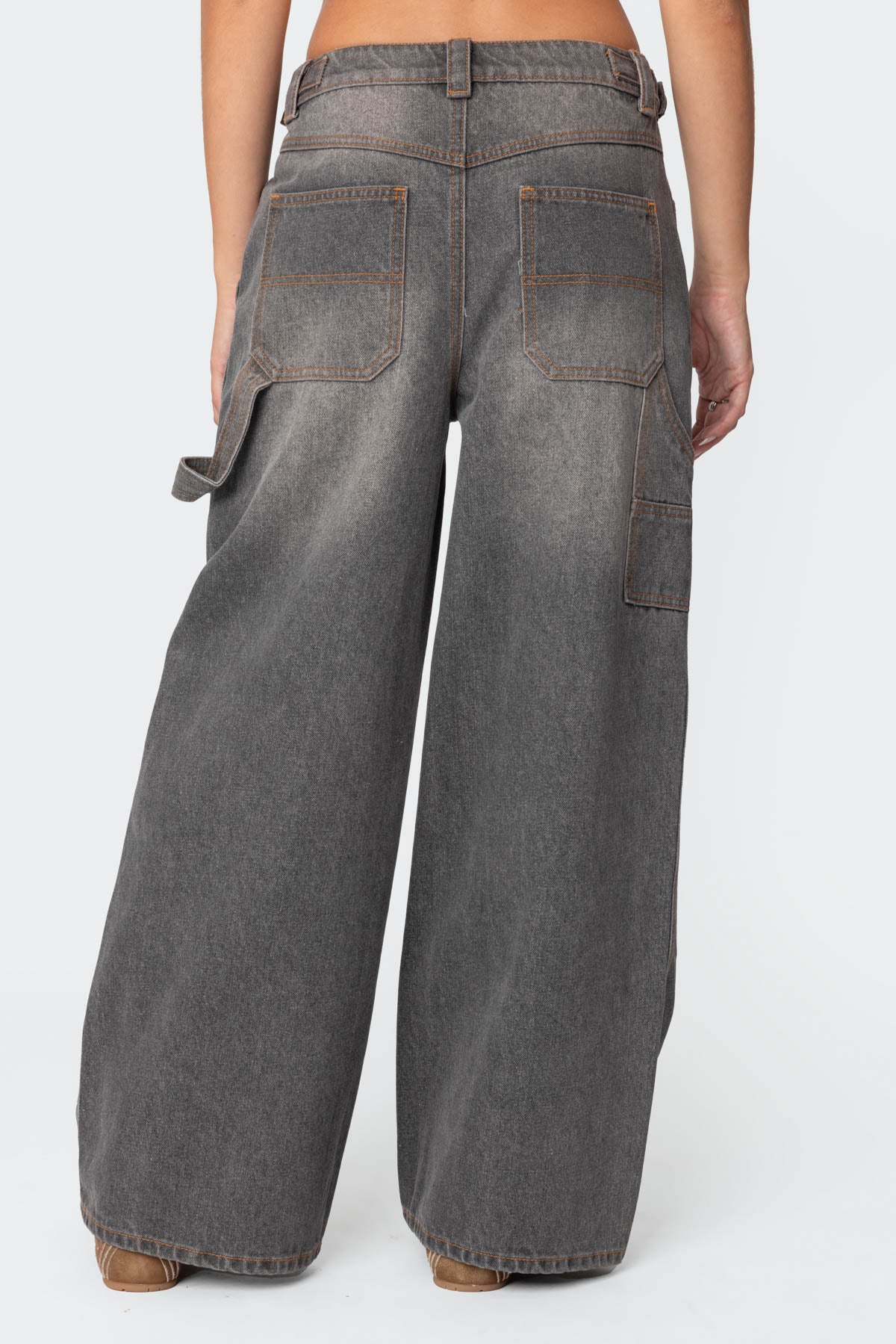 Baggy Washed Low Rise Carpenter Jeans