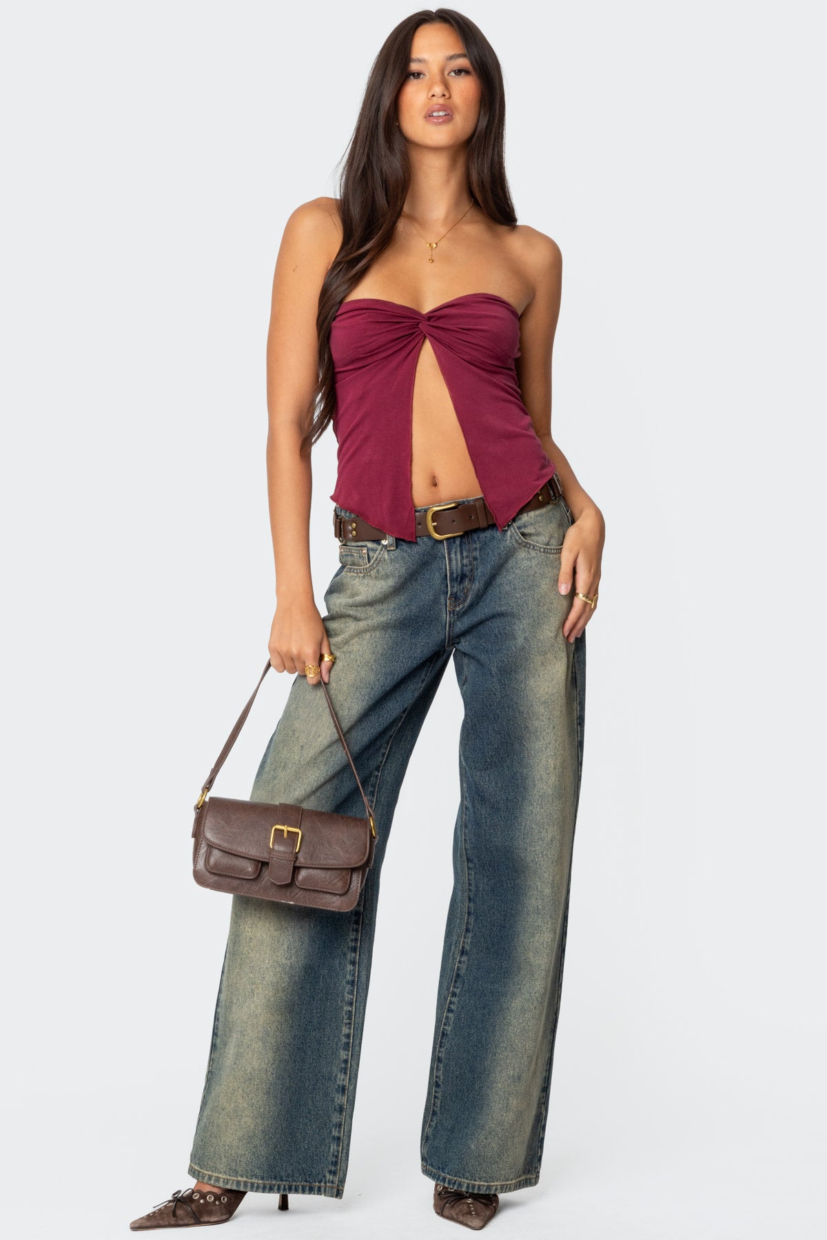 Twisted Split Front Tube Top