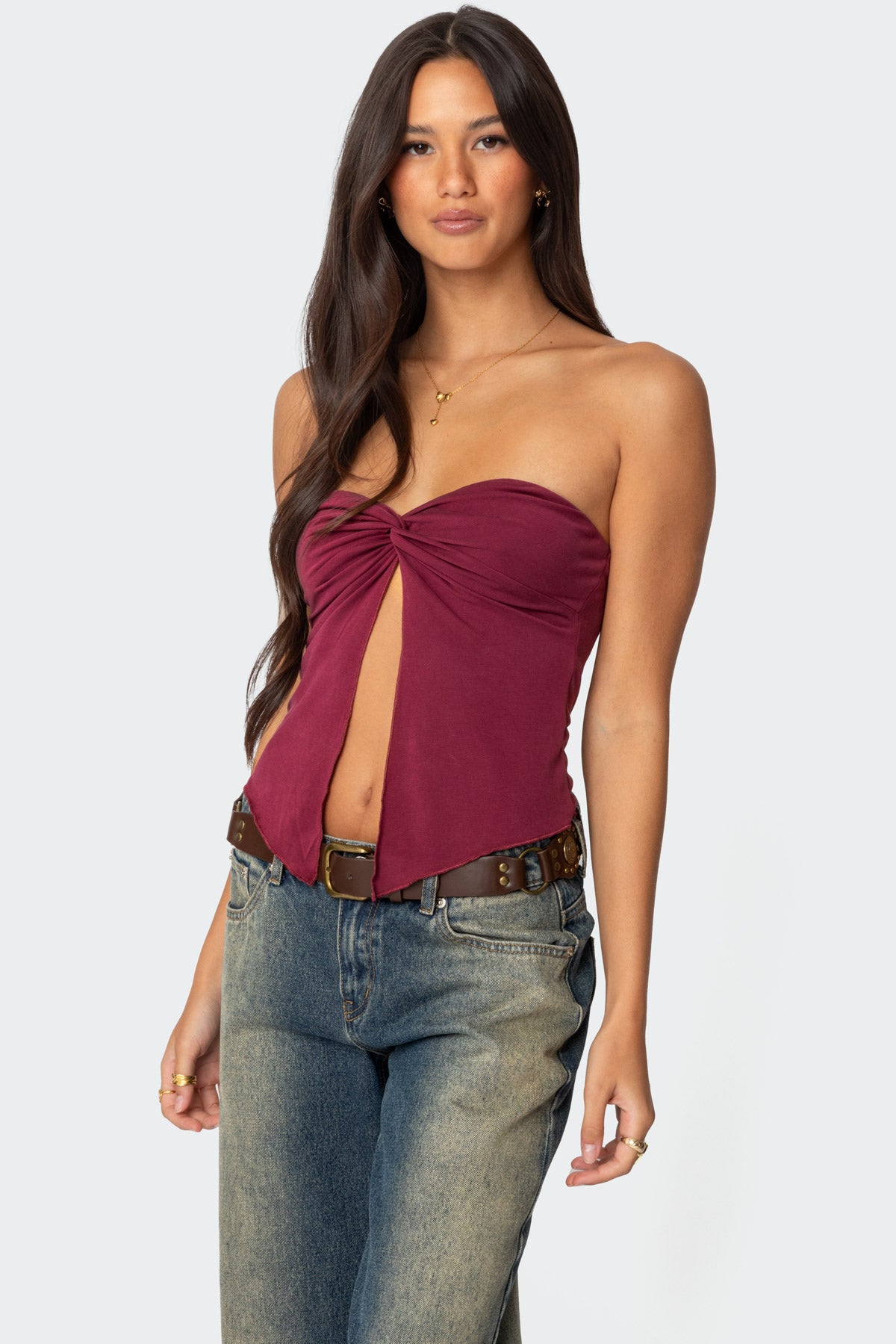 Twisted Split Front Tube Top