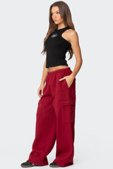 Wide Leg Cargo Sweatpants