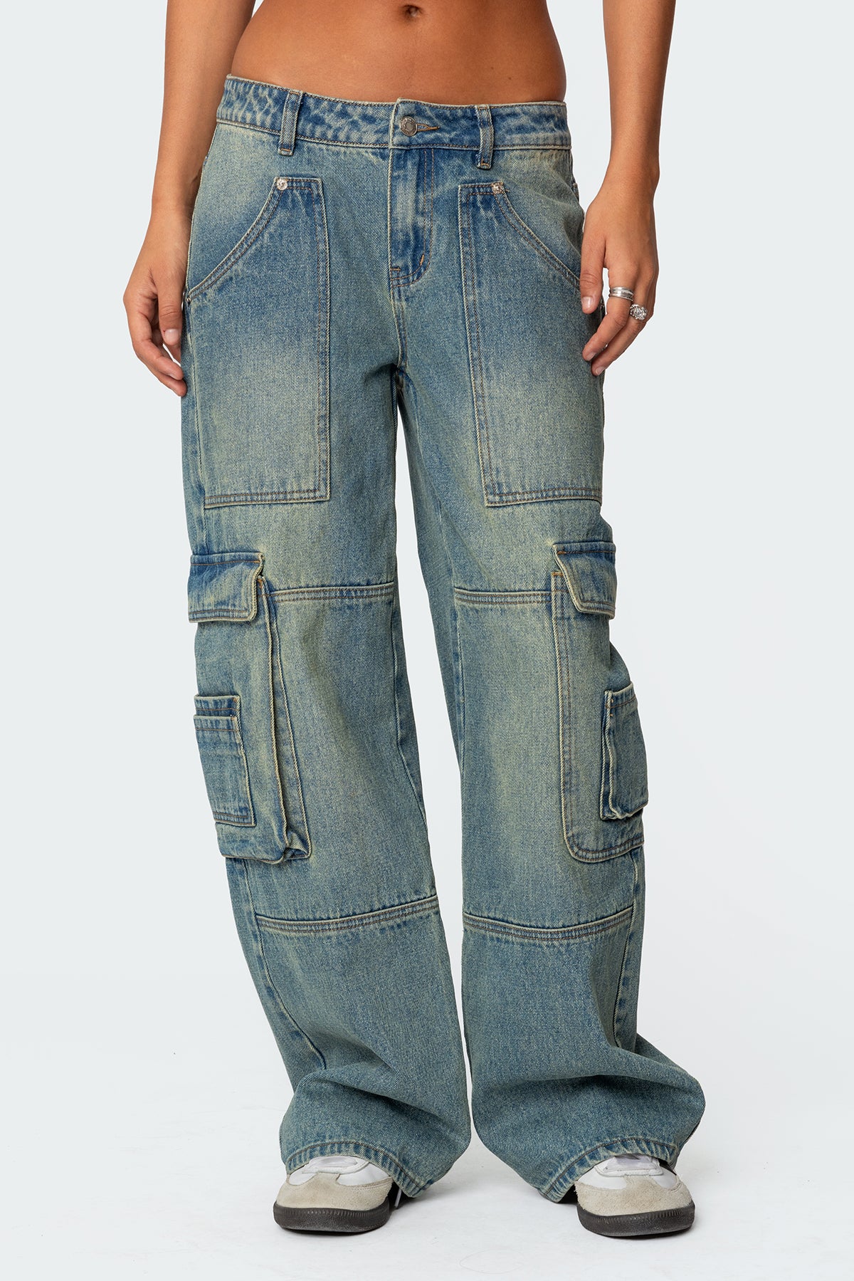 Westie Low Rise Washed Cargo Jeans