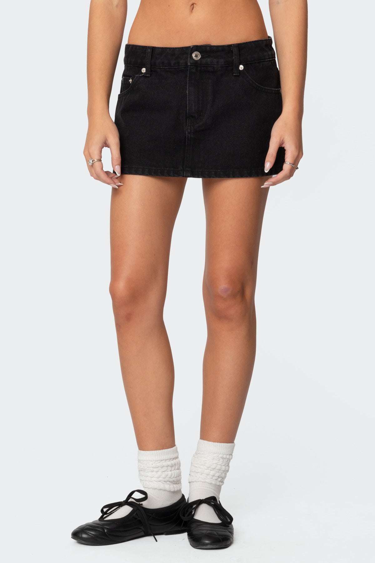 Spencer Low Rise Denim Micro Skirt