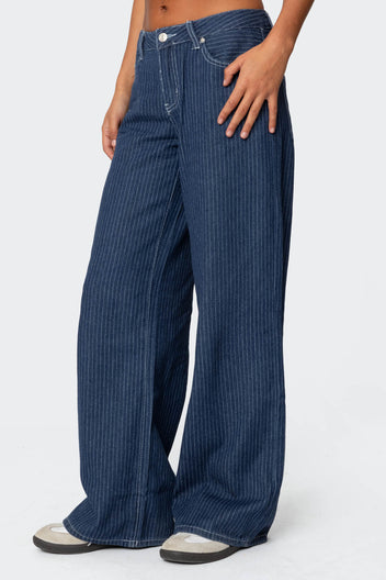 Pinstripe Low Rise Baggy Jeans – edikted