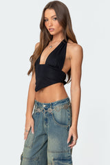 Open Back Triangle Halter Top