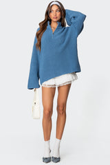 Amour High Neck Oversized Zip Sweater