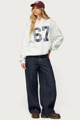 Polley Button Up Low Rise Baggy Jeans