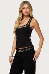 Studded Built In Bra Tank Top