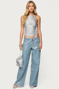Jenney Shiny Low Rise Baggy Jeans