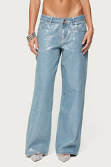 Jenney Shiny Low Rise Baggy Jeans