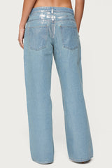 Jenney Shiny Low Rise Baggy Jeans