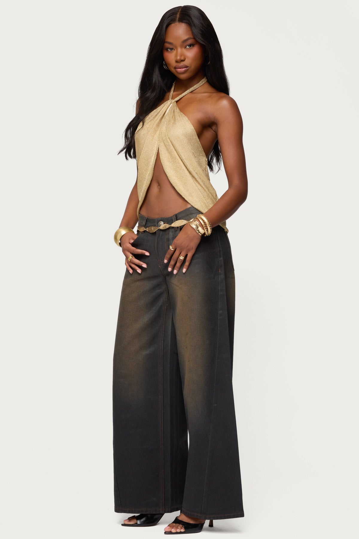 Stasia Chainmail Split Front Top