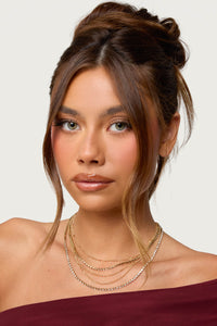 Layered Rhinestone Chain Necklace