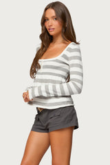 Lockie Striped Knit Babydoll Top