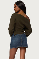 Chenelle Asymmetric Off Shoulder Sweater
