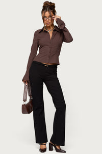 Pinstripe Tailored Button Up Shirt