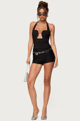 Stassy Abstract Cutout Halter Top