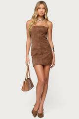 Carina Strapless Faux Suede Mini Dress