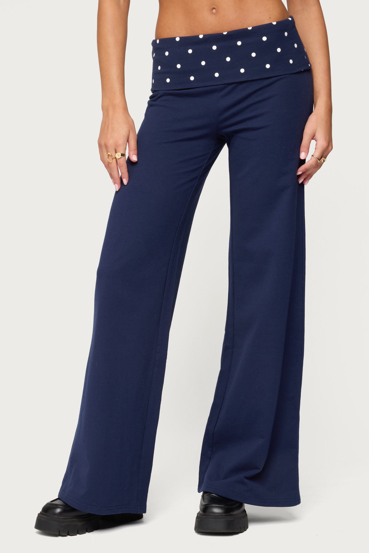 Reeva Polka Dot Foldover Pants – edikted