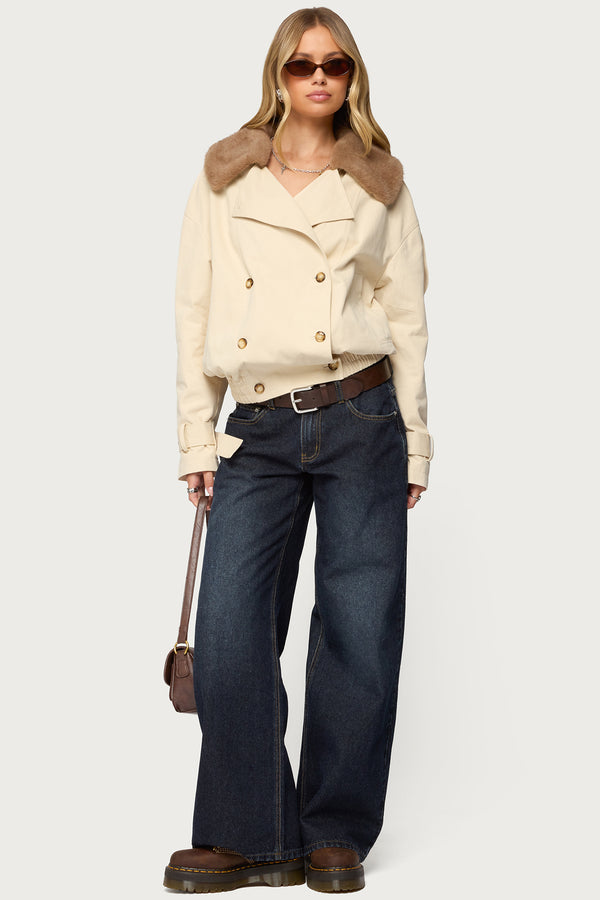 Detachable Faux Fur Trench Coat