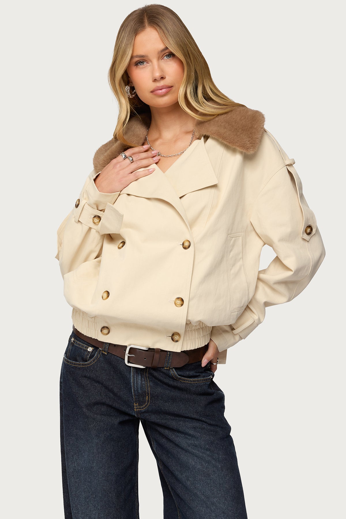 Detachable Faux Fur Trench Coat – edikted