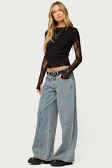 Layered Lace Sleeve T Shirt